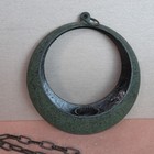 Vintage Japanese Cast Iron Crescent Moon Hanging Lantern   Ikebana Flower Vase -