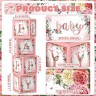 Floral Baby Shower Box Birthday Party Decoration Pink Balloon Blocks First Birth