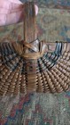 Best Antique Early Primitive Wood Splint Buttocks Basket Old Paint 7 5  Detailed