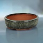 Japanese Bonsai Pot Tokoname Yozan Eimei Oval Namako Blue Glaze 18 3cm T10