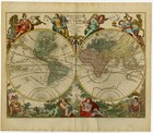 Antique Map-world Map-personifications Of The 4 Continents-hemisphere-elwe-1792