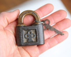 Vintage Yale Brass Padlock W  Key Antique Lock Tool Box Chest Trunk Old