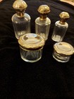 Men s Vintage 1900s Crystal Silver 925 Set 3 Cologne Bottles  2 Cream Jars