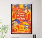 Australia - Cheap Travel By Train - Vintage Travel Poster