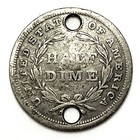 1837 No Stars H10c Seated Liberty Silver Half Dime  Holed