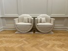 Ooak--dollhouse Doll House Miniature---artist Signed Pair Modern Circular Chairs