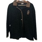 Vintage Artisans Large Green Wool Blend Jacket Brown Suede Collar Made Usa Coat