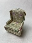 Vintage Ideal Petite Princess Dollhouse Gold Flower Brocade Salon Wing Chair
