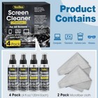 Screen Cleaner Spray 16oz  4x4oz  With 2 Microfiber Cloths For Tvs And Monitors 