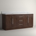 72  Espresso Double Bathroom Vanity Cabinet W Marble Countertop   Square Sinks