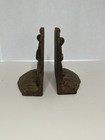 Pair Antique Cast Iron Bookends  The Angelus Prayer At Harvest   Set
