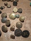  Large Lot Of Vintage Military Buttons And Pins