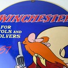 Vintage Winchester Porcelain Sign - Pistols Firearms Gun Shop Hunting Man Cave