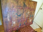 Vtg antique Asian Painted Paneled Wall Art