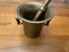Vintage Heavy Solid Brass Apothecary Mortar And Pestle