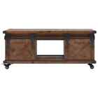 Coffee Table Brown Solid Fir Wood  Mdf  Steel 35 8 X 20 1 X 15 0 In Vidaxl