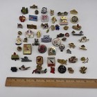 55 Vintage To Modern Lapel Hat Pins Mixed Lot Advertising Enamel Travel And More