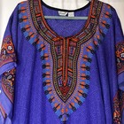 Sante Classics Dashiki Kaftan Dress Nwot Boho Royal Blue African Print Maxi Os