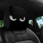 2pcs Funny Cartoon Car Headrest Covers Slanted Eyes Seat Decor