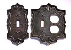 Set Vintage Amerock Antique Brass Tone Wall Switch   Outlet Plates Covers Mcm