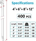 Zip Ties Assorted Sizes 4  6  8  12  400 Pack Black