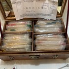 Vintage Cushing s Perfection Dyes Lot 86 Pkts  Dye Measure In Antique Cigar Box