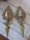 2 Antique Art Deco Sconces Pair Lapco 1848 Light Cast Iron Metal Architectural