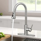 Brushed Nickel Kitchen Faucet Sink Pull Down Sprayer Swivel Mixer Tap With Cover