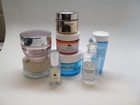 Lot Of 8 Travel Crafts Cosmetics Jars Bottles Glass   Plastic Empty