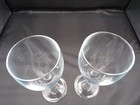 2 Vintage Crystal Wine Glass Diamond Cut Stem Xlong Clear Elegant 7-5 8  8oz D25