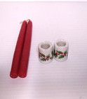 2 Mini   Petite Christmas Candlestick Holders Holly Berry Design W  Candles