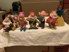 Vintage Walt Disney Productions Snow White 7 Dwarfs Flock Christmas Ornaments