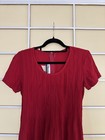Vintage Red Dress 90s Pleated Tie Back Babydoll Size M