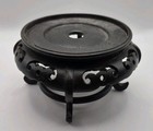 Vintage Chinese Hand Carved Wood Black Vase plant Stand Approx 4 5  Interior A6