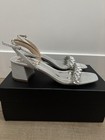 Badgley Mischka Harlow Silver Open Toe Sandals 8 5 Narrow Textile Mp5801