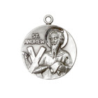 Sterling Silver Saint Andrew Medal Pendant 24  Lobster Claw Chain Necklace
