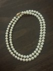 Vintage Solid 14k Gold 22 Inch Golden White Pearl Necklace 26 4 Grams