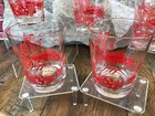 Rare Vintage Lot 5 Seagrave Jigger Fire Engine Whiskey Glass Tumbler Red   Clear