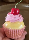 50   s Inspired Pink Whipped Topping Cherry Fake Bake Cupcake Faux Small Cup Cake