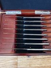 Wusthof Trident Set 8 Unused  Steak Knives Stainless Steel Germany Wooden Box