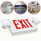 Led Exit Sign Emergency Light Combo Adjustable Heads Ul Listed Red With Battery