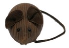 Vintage 1970s  Cryptomeria Handcarved  Wooden Mouse Leather Ears tail  2 5 