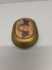 Vintage Trinket  Pill Box Cherub Angel Motif Gold Tone Handmade By Stile Italy