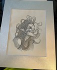 Original Signed Pencil Sketch -    feeling Free    - Fantasy Woman