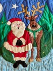 Hand Quilted Christmas Quilt Wall Hanging     Santa   Reindeer Appliqu       58   x45 