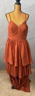 Hamiily Ruffle Prom Bridesmaid Dress Tiered Chiffon Adj   Straps Size 16 New   