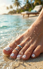 925 Sterling Silver Toe Ring Set 2p Adjustable Open Band Foot Rings Women Beach 