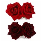 2x Women Rose Flower Comb Hairpin Hair Clips Brooch Wedding Bridal Accessories