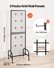 Vevor 3 Packs Grid Wall Panel 1 9 X 5 4 Ft Wire Display Rack With Wheels   Hooks