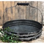 New Primitive Aged Black Tray Metal Handle Country Tabletop Farmhouse 10 w Gray